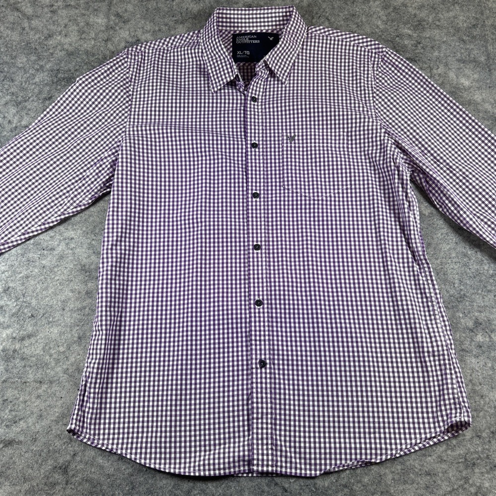 Abercrombie & Fitch Dress‎ Shirt Men's Purple XL Gingham Check Button Down